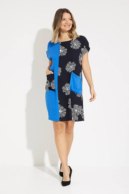 Printed Colour-Blocked Dress Style 231038. Midnight Blue/Multi