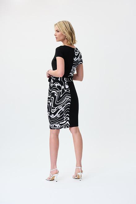 Printed Wrap Front Dress Style 231044. Black/vanilla. 4
