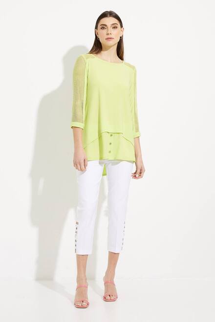Button Detail High-Low Hem Top Style 231057. Exotic Lime. 5
