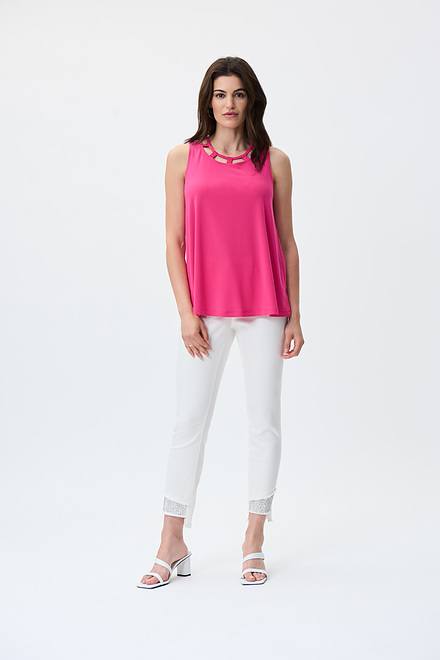 Cut-Out Neckline Top Style 231058. Dazzle Pink. 4