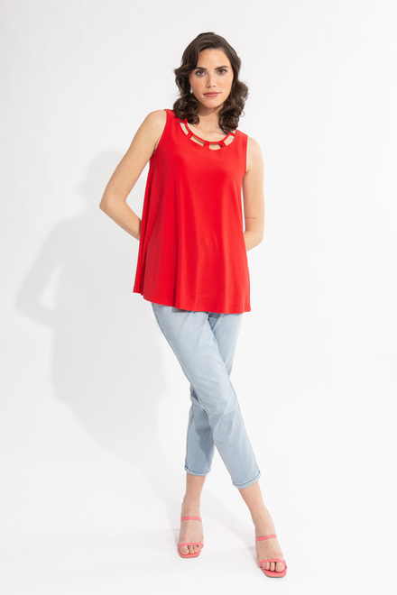 Cut-Out Neckline Top Style 231058. Magma Red. 5