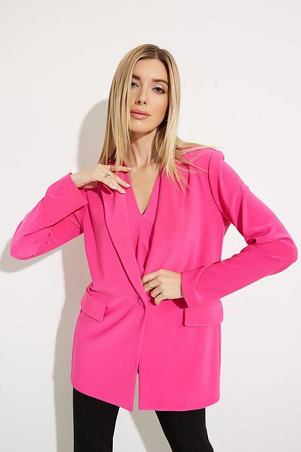 Open Front Long Blazer Style 231064. Dazzle Pink. 4