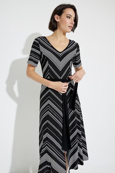 Zig Zag Print Dress Style 231074. Black/vanilla. 4