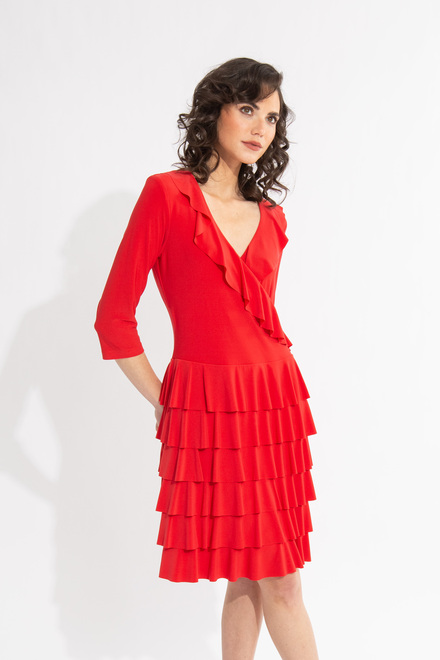 Ruffled Wrap Dress Style 231081. Magma red
