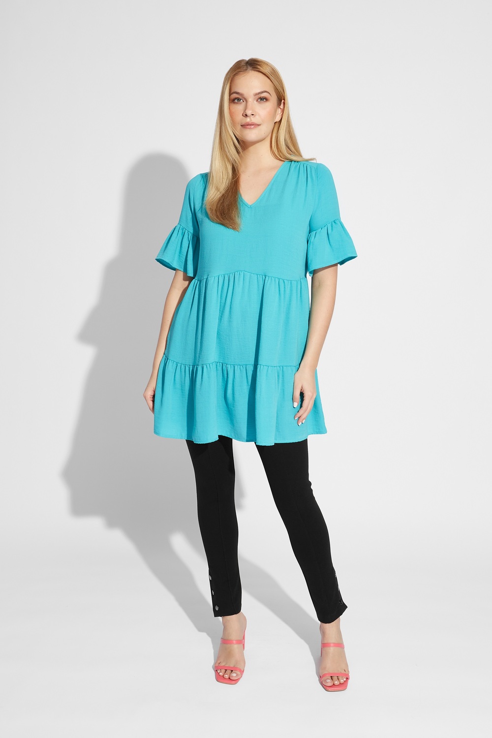 Ruffled Trapeze Tunic Style 231086. Palm Springs