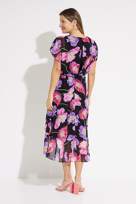 Floral Chiffon Dress Style 231106. Black/multi. 2