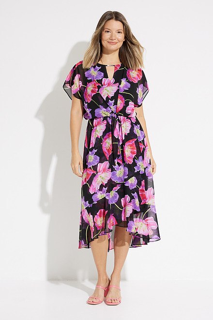 Floral Chiffon Dress Style 231106. Black/multi. 5