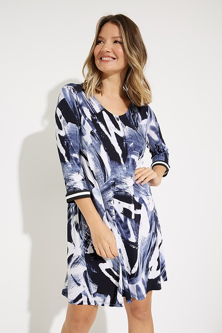 Abstract Print Shift Dress Style 231112. Midnight Blue/multi. 3