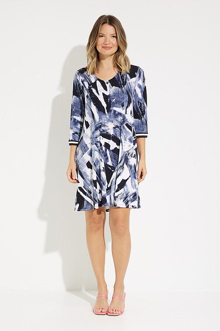 Abstract Print Shift Dress Style 231112. Midnight Blue/multi. 5