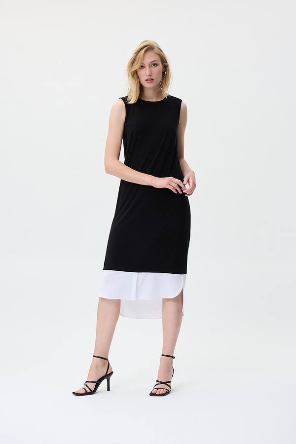 Hem Detail Sleeveless Dress Style 231114. Black/optic White