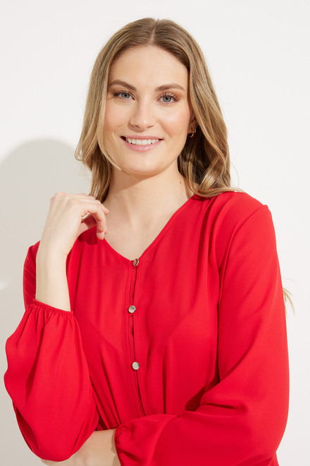 Tie-Front Blouse Style 231144. Magma Red. 3