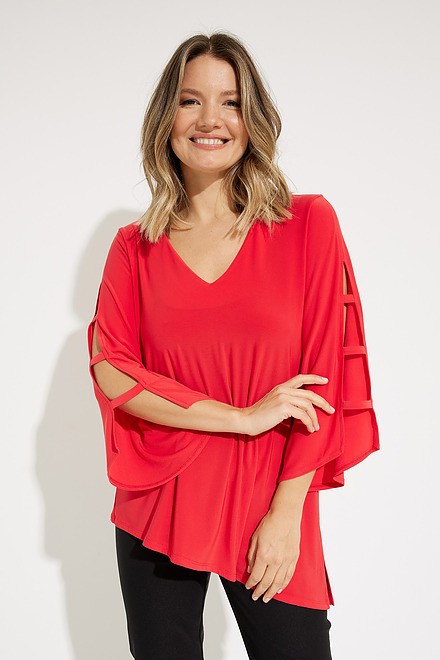 Cut-Out Sleeves Top Style 231156. Magma red