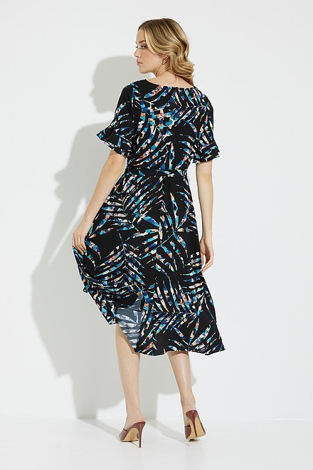 Palm Print Wrap Dress Style 231187. Black/multi. 2