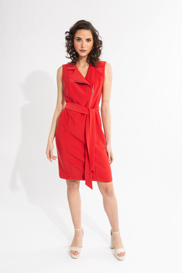 Asymmetrical Zip Shift Dress Style 231196. Magma Red