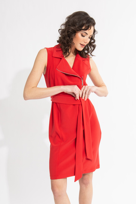 Asymmetrical Zip Shift Dress Style 231196. Magma Red. 2