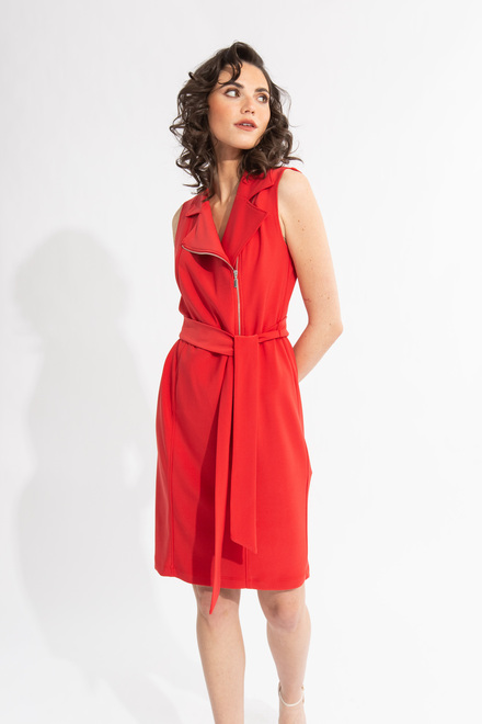 Asymmetrical Zip Shift Dress Style 231196. Magma Red. 4