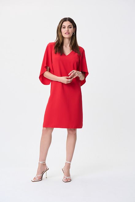 Draped Sleeves Shift Dress Style 231203. Magma Red. 2