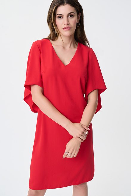 Draped Sleeves Shift Dress Style 231203. Magma Red. 3