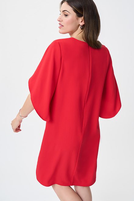 Draped Sleeves Shift Dress Style 231203. Magma Red. 4