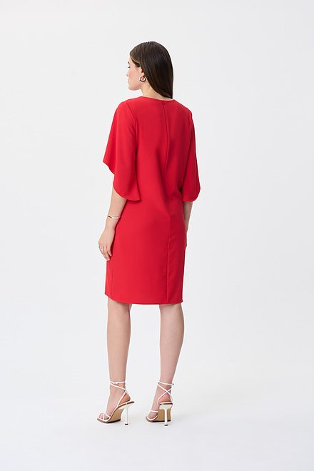 Draped Sleeves Shift Dress Style 231203. Magma Red. 5