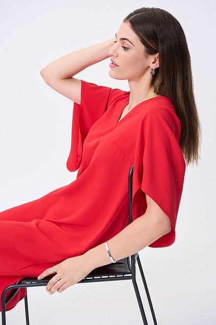 Draped Sleeves Shift Dress Style 231203. Magma Red. 6