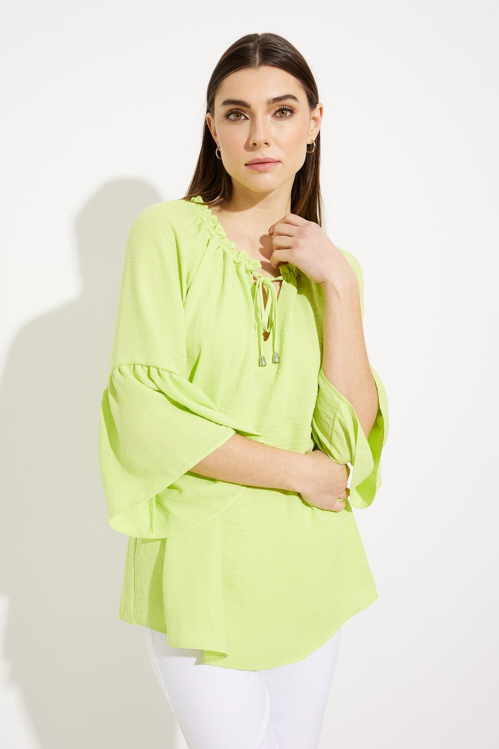 3/4 Sleeve Peasant Top Style 231206. Exotic Lime
