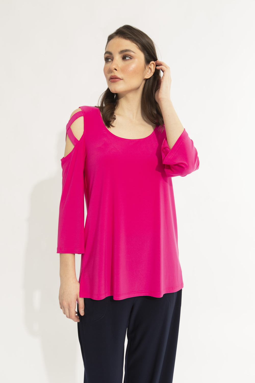 Cut-Out Shoulder Top Style 231216. Dazzle Pink
