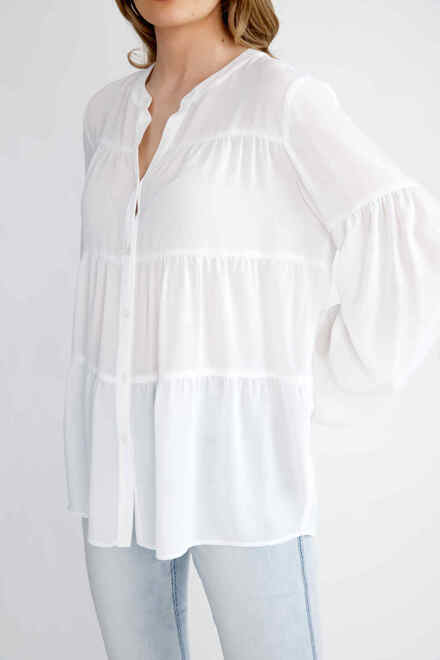 Long-Sleeve Button Up Blouse Style 231237. Vanilla 30. 2