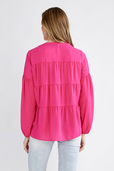 Long-Sleeve Button Up Blouse Style 231237. Dazzle Pink. 2