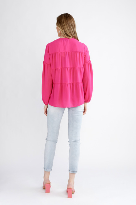 Long-Sleeve Button Up Blouse Style 231237. Dazzle Pink. 4