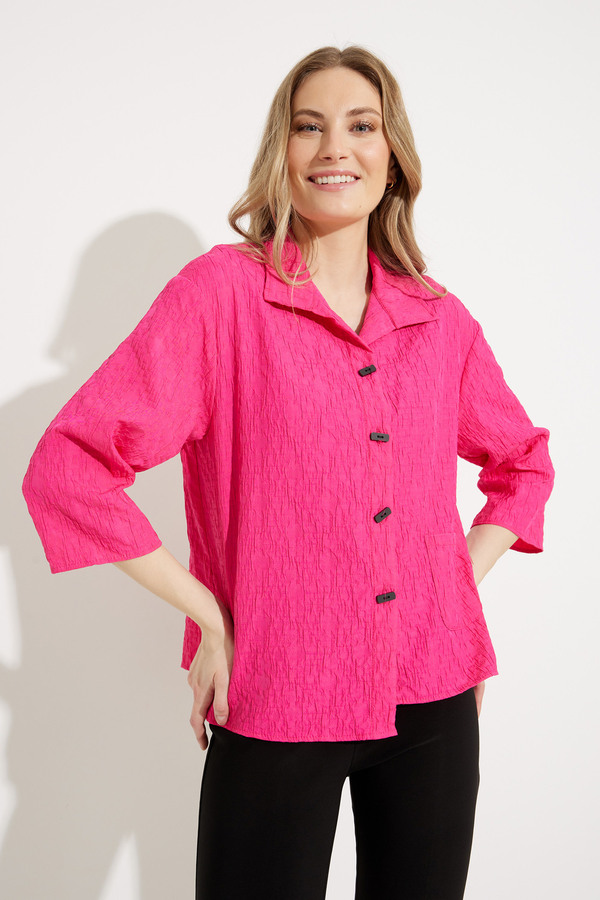 Cropped Sleeve Blazer Style 231256. Dazzle Pink