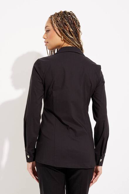 Wrap Front Blouse Style 231278. Black. 2