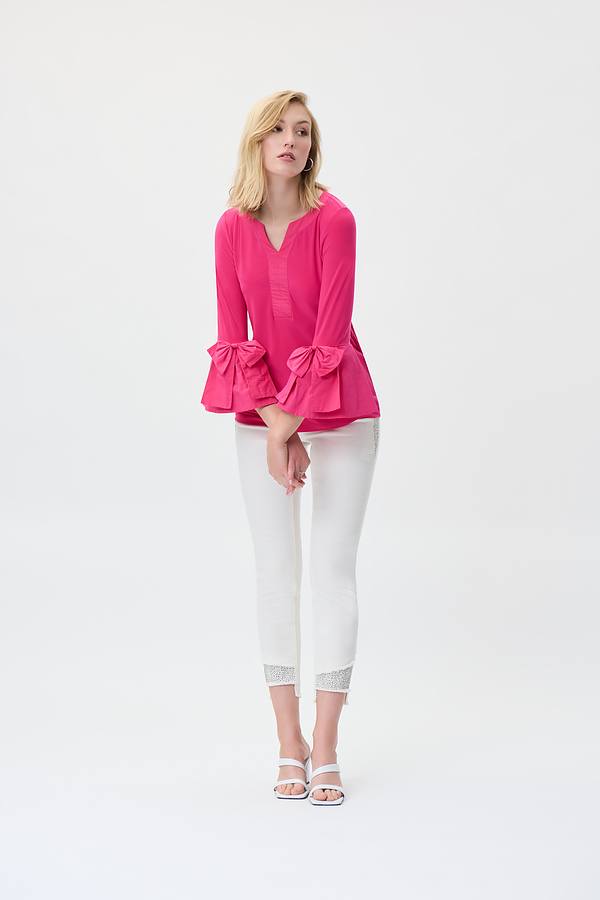 Bow Detail Sleeve Top Style 231292. Dazzle Pink