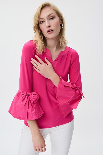 Bow Detail Sleeve Top Style 231292. Dazzle Pink. 2