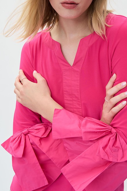 Bow Detail Sleeve Top Style 231292. Dazzle Pink. 3