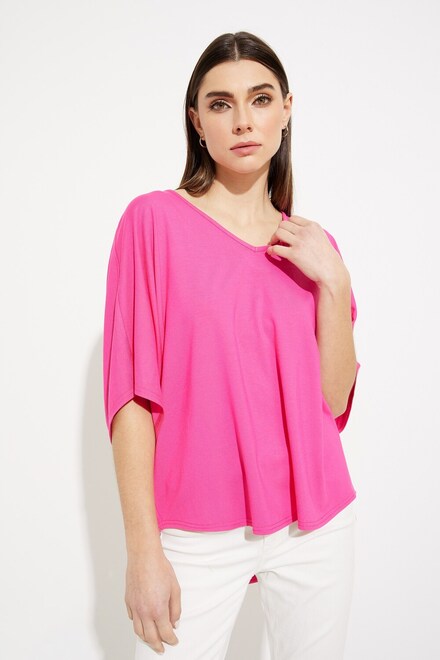 Deep-V Loose-Fit Top Style 231294. Dazzle Pink. 2