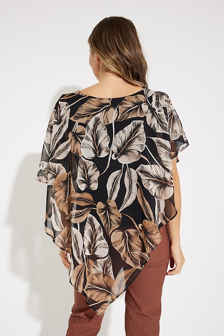 Floral Print Handkerchief Top Style 231307. Black/taupe. 2