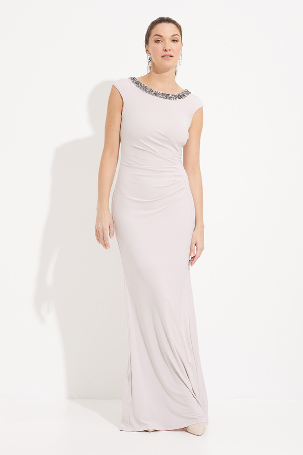 Embellished Neckline Gown Style 231709. Mother Of Pearl