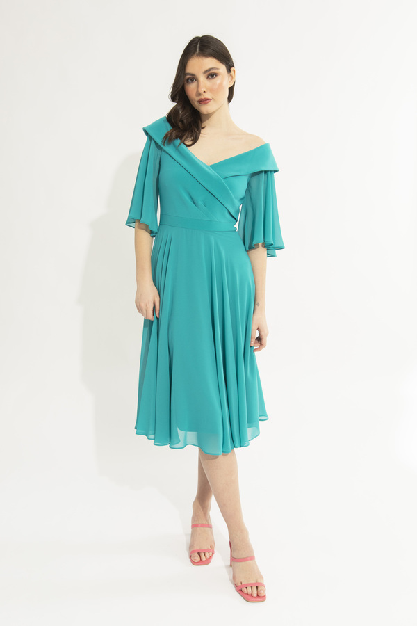 Off-Shoulder Evening Dress Style 231723. Ocean Blue
