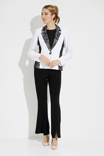 Contrast Trim Tailored Blazer Style 231743. Vanilla/black. 2