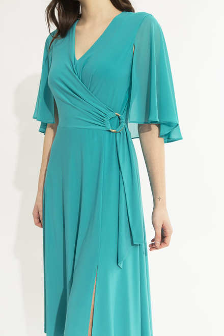 Dual Fabric Ruffled Dress Style 231757. Ocean Blue. 4