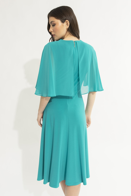 Dual Fabric Ruffled Dress Style 231757. Ocean Blue. 5