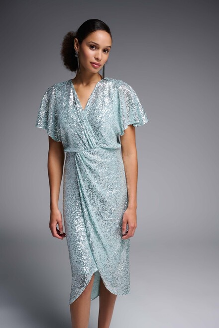 Sequin Ruched Dress Style 231760. Opal/silver. 2