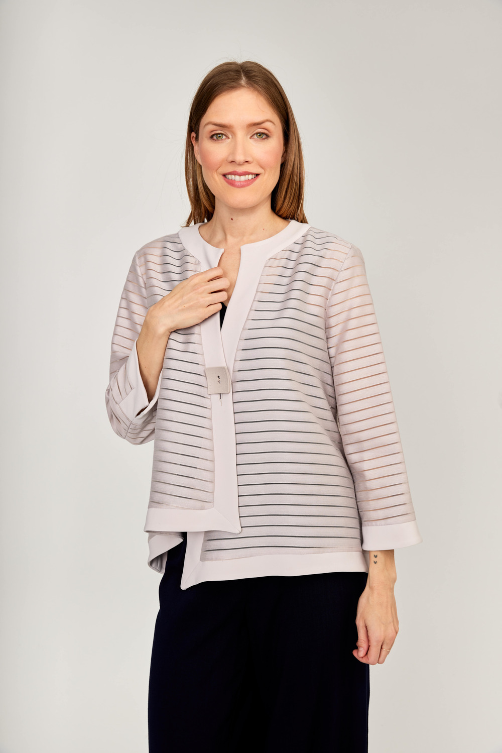 Asymmetrical Jacket Style 231769. Mother Of Pearl