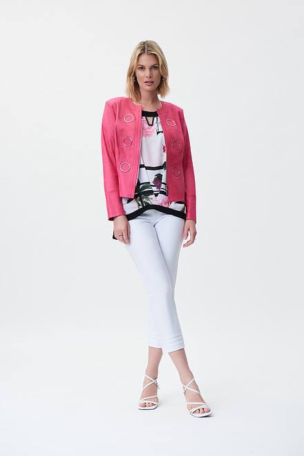 Zip Front Collarless Jacket Style 231910. Dazzle Pink. 4