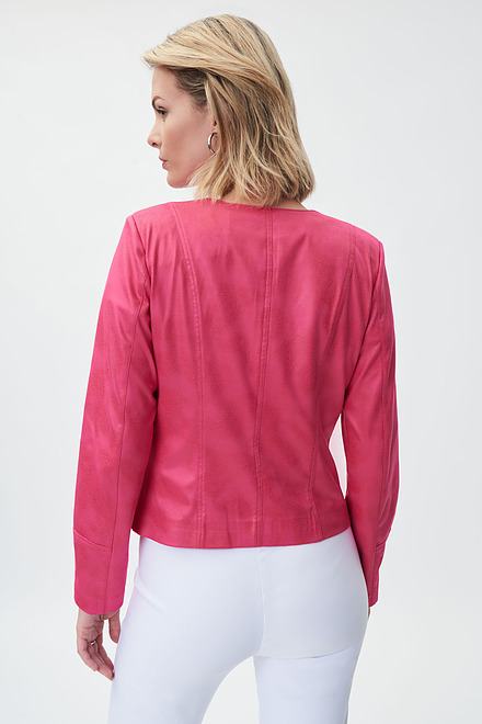 Zip Front Collarless Jacket Style 231910. Dazzle Pink. 3