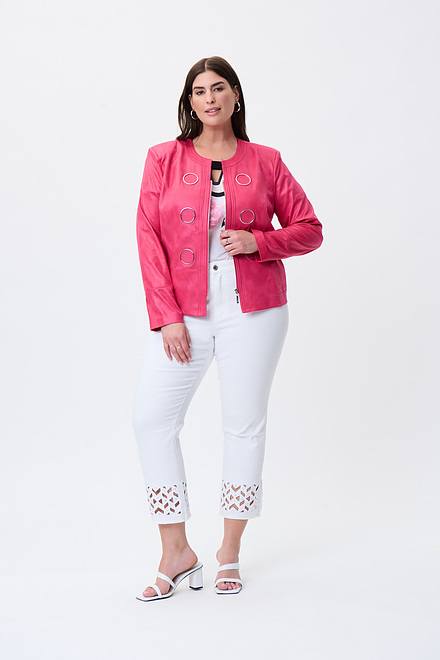 Zip Front Collarless Jacket Style 231910. Dazzle Pink. 5