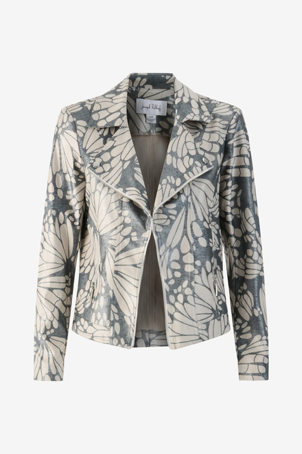Printed Moto Jacket Style 231911. Champagne/silver. 5
