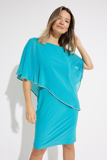 Dress with Asymmetric Hem Style 223762. Ocean Blue. 3
