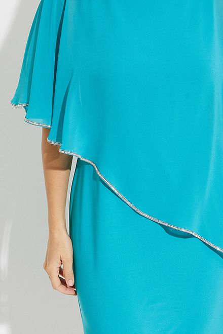Dress with Asymmetric Hem Style 223762. Ocean Blue. 4